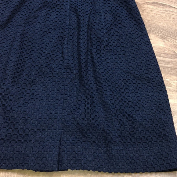 J Crew black label size 6 navy blue eyelet dress - Picture 5 of 8